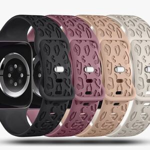 4Pack Leopard Engraved Bands Compatible with Apple Watch Band for women 38/40/41